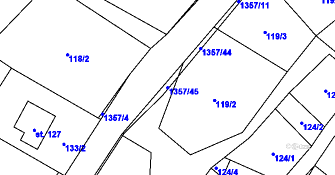 Parcela st. 1357/45 v KÚ Tošovice, Katastrální mapa