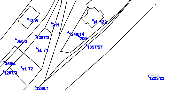 Parcela st. 1357/57 v KÚ Tošovice, Katastrální mapa