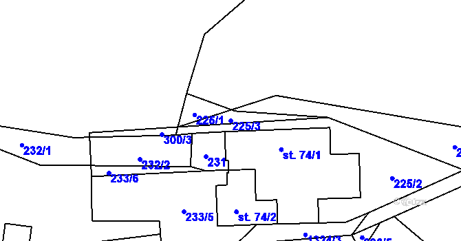 Parcela st. 225/3 v KÚ Tošovice, Katastrální mapa