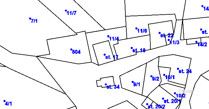 Parcela st. 17 v KÚ Touboř, Katastrální mapa