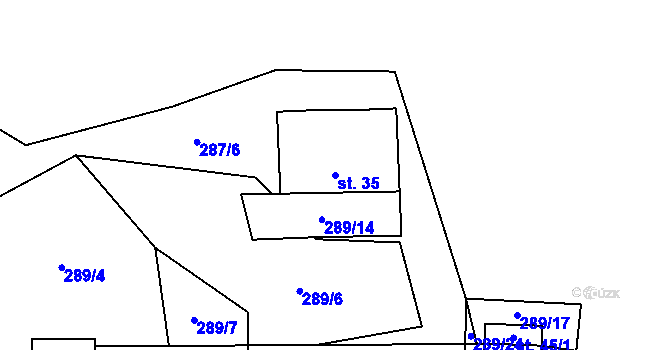 Parcela st. 35 v KÚ Touboř, Katastrální mapa