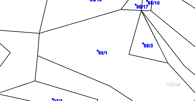 Parcela st. 95/1 v KÚ Touboř, Katastrální mapa