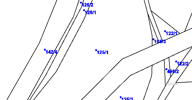 Parcela st. 125/1 v KÚ Touboř, Katastrální mapa