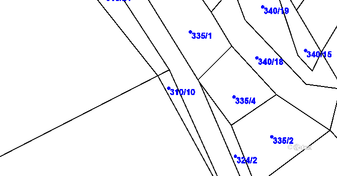 Parcela st. 310/10 v KÚ Touboř, Katastrální mapa