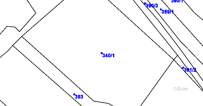 Parcela st. 340/1 v KÚ Touboř, Katastrální mapa