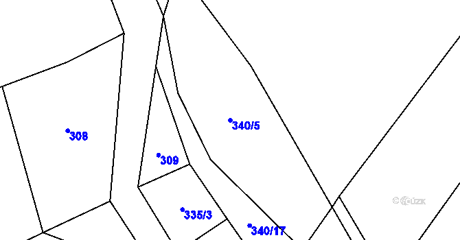 Parcela st. 340/5 v KÚ Touboř, Katastrální mapa