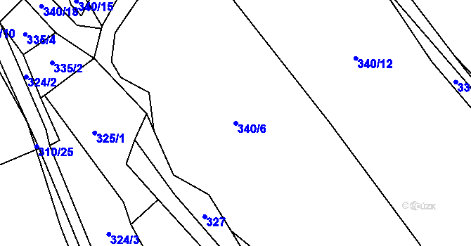 Parcela st. 340/6 v KÚ Touboř, Katastrální mapa