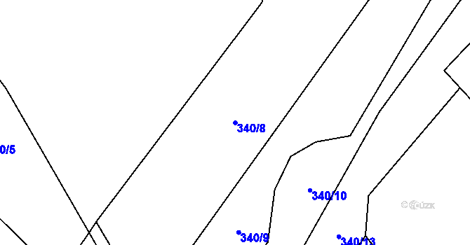 Parcela st. 340/8 v KÚ Touboř, Katastrální mapa