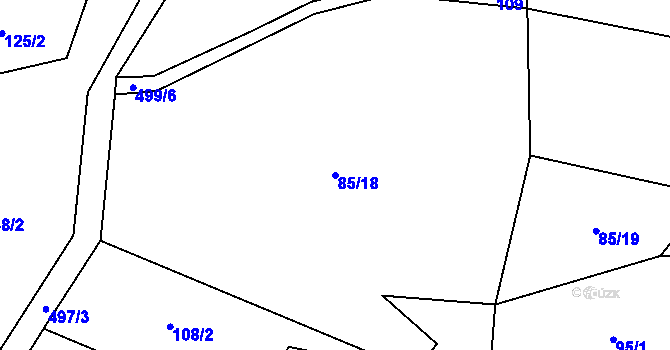 Parcela st. 85/18 v KÚ Touboř, Katastrální mapa