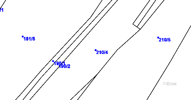 Parcela st. 210/4 v KÚ Touboř, Katastrální mapa