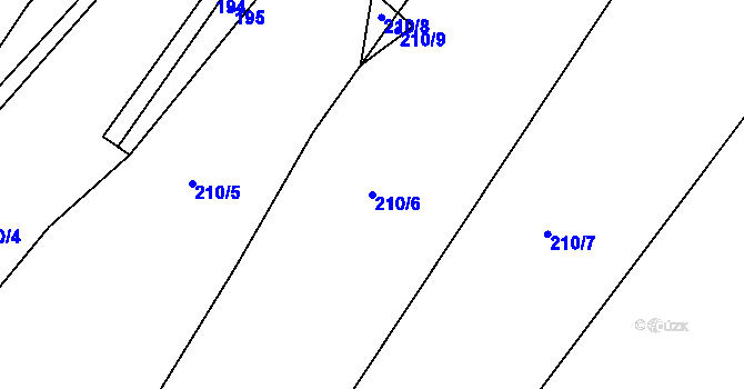 Parcela st. 210/6 v KÚ Touboř, Katastrální mapa