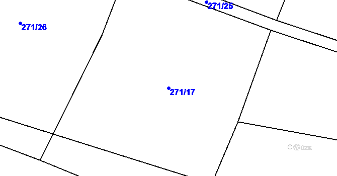 Parcela st. 271/17 v KÚ Touboř, Katastrální mapa