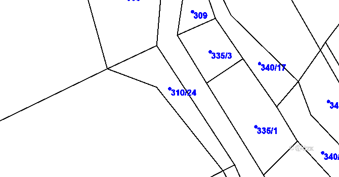 Parcela st. 310/24 v KÚ Touboř, Katastrální mapa