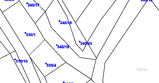 Parcela st. 340/15 v KÚ Touboř, Katastrální mapa