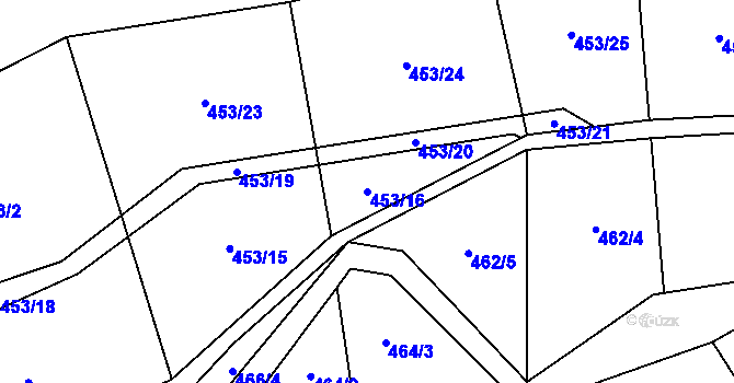 Parcela st. 453/16 v KÚ Touboř, Katastrální mapa