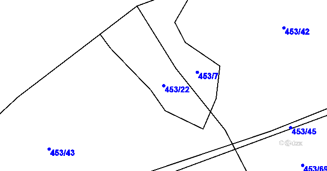 Parcela st. 453/22 v KÚ Touboř, Katastrální mapa