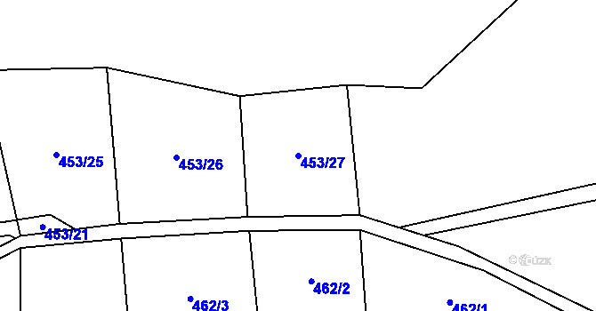 Parcela st. 453/27 v KÚ Touboř, Katastrální mapa