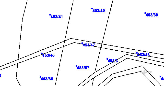 Parcela st. 453/47 v KÚ Touboř, Katastrální mapa