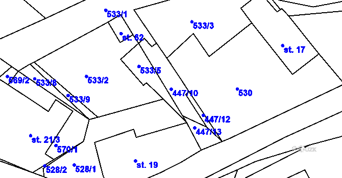 Parcela st. 447/10 v KÚ Dolní Šebířov, Katastrální mapa