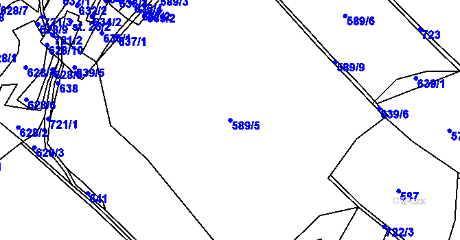 Parcela st. 589/5 v KÚ Dolní Šebířov, Katastrální mapa