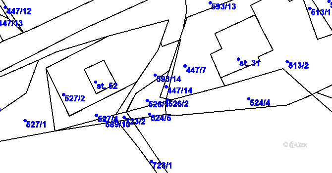 Parcela st. 447/14 v KÚ Dolní Šebířov, Katastrální mapa