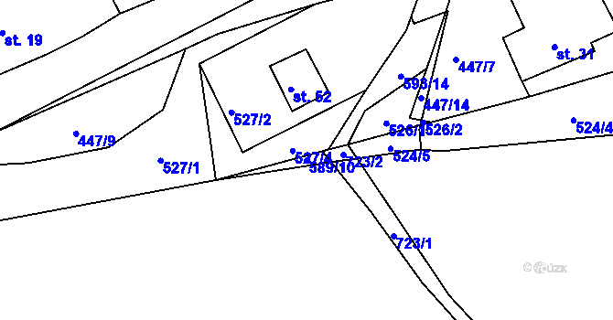 Parcela st. 589/10 v KÚ Dolní Šebířov, Katastrální mapa