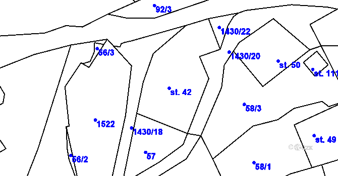 Parcela st. 42 v KÚ Knínice u Touchořin, Katastrální mapa