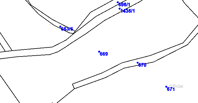 Parcela st. 669 v KÚ Knínice u Touchořin, Katastrální mapa