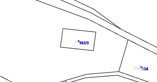 Parcela st. 162/3 v KÚ Knínice u Touchořin, Katastrální mapa