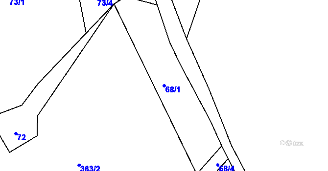 Parcela st. 68/1 v KÚ Knínice u Touchořin, Katastrální mapa