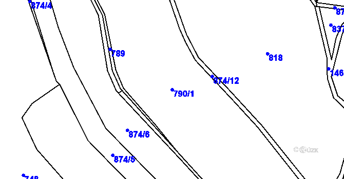 Parcela st. 790/1 v KÚ Knínice u Touchořin, Katastrální mapa