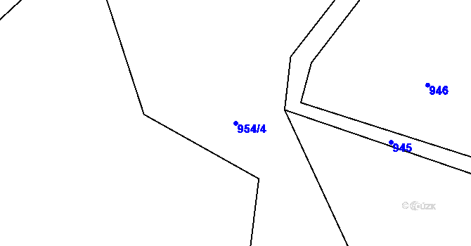 Parcela st. 954/4 v KÚ Knínice u Touchořin, Katastrální mapa
