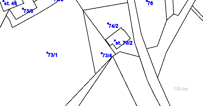 Parcela st. 73/4 v KÚ Knínice u Touchořin, Katastrální mapa