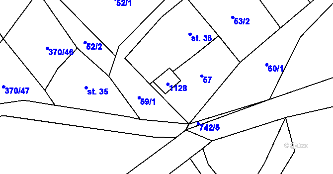 Parcela st. 84 v KÚ Touchořiny, Katastrální mapa