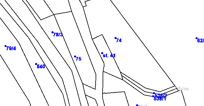 Parcela st. 41 v KÚ Touchovice, Katastrální mapa