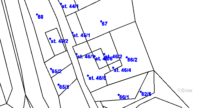 Parcela st. 46/2 v KÚ Touchovice, Katastrální mapa
