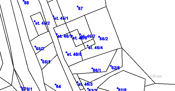 Parcela st. 46/4 v KÚ Touchovice, Katastrální mapa