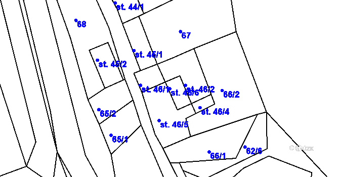 Parcela st. 46/6 v KÚ Touchovice, Katastrální mapa