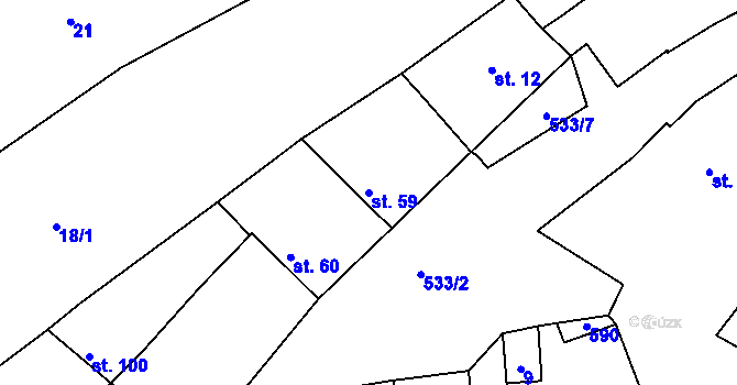 Parcela st. 59 v KÚ Touchovice, Katastrální mapa