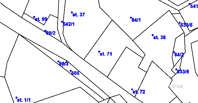 Parcela st. 71 v KÚ Touchovice, Katastrální mapa