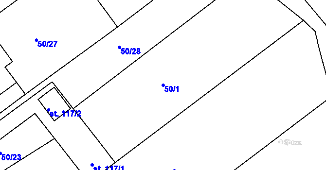 Parcela st. 50/1 v KÚ Touchovice, Katastrální mapa