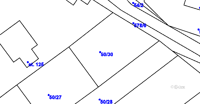 Parcela st. 50/30 v KÚ Touchovice, Katastrální mapa