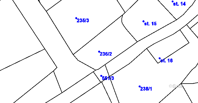 Parcela st. 236/2 v KÚ Touchovice, Katastrální mapa