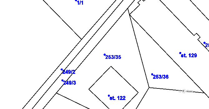 Parcela st. 253/35 v KÚ Touchovice, Katastrální mapa