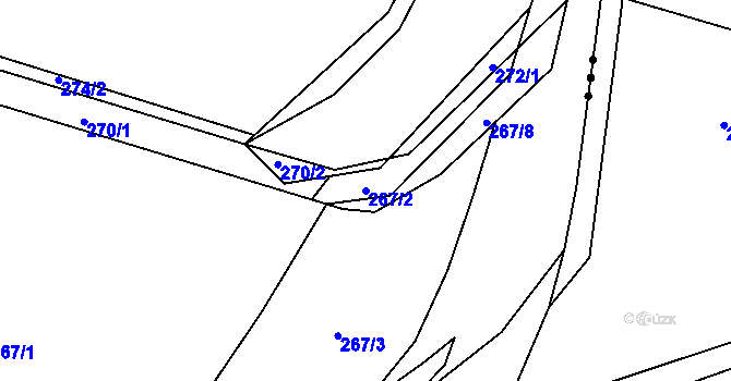 Parcela st. 267/2 v KÚ Touchovice, Katastrální mapa