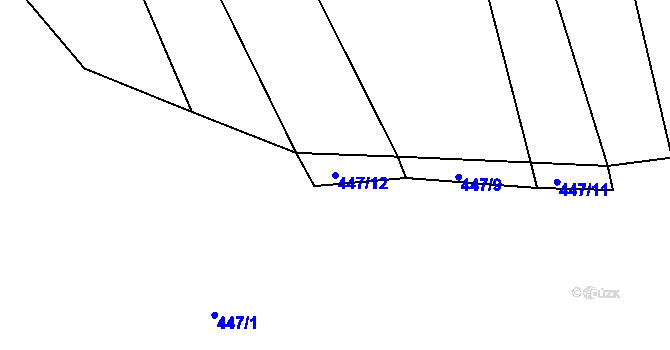 Parcela st. 447/12 v KÚ Touchovice, Katastrální mapa