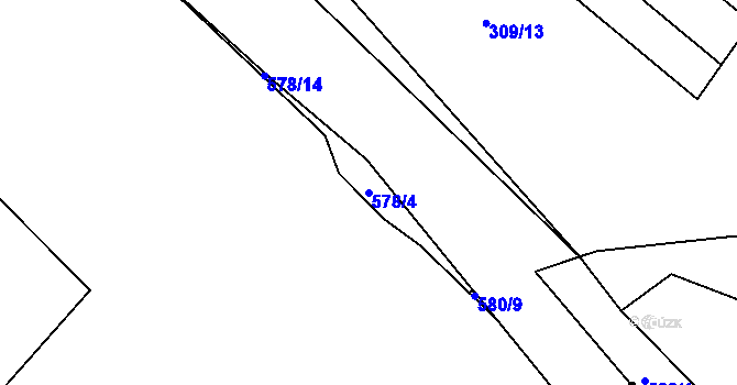 Parcela st. 578/4 v KÚ Touchovice, Katastrální mapa