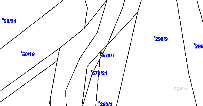 Parcela st. 578/7 v KÚ Touchovice, Katastrální mapa