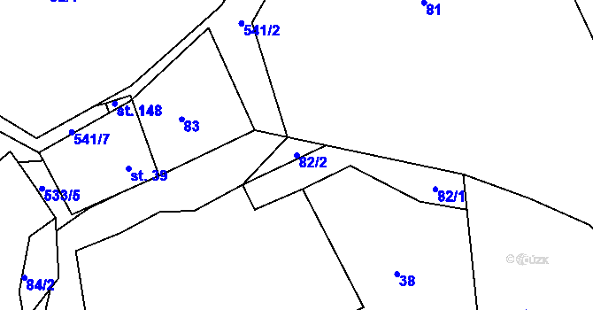 Parcela st. 82/2 v KÚ Touchovice, Katastrální mapa