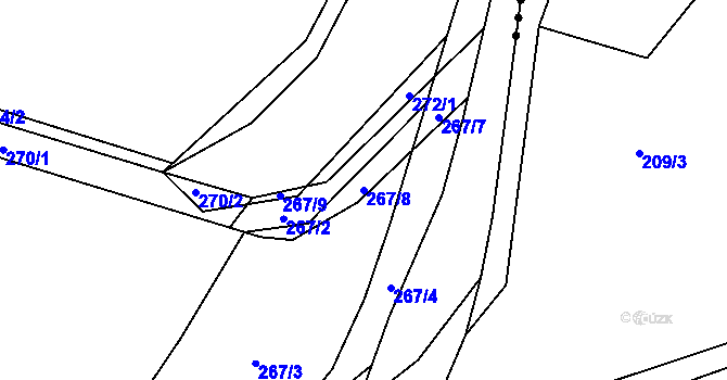 Parcela st. 267/8 v KÚ Touchovice, Katastrální mapa